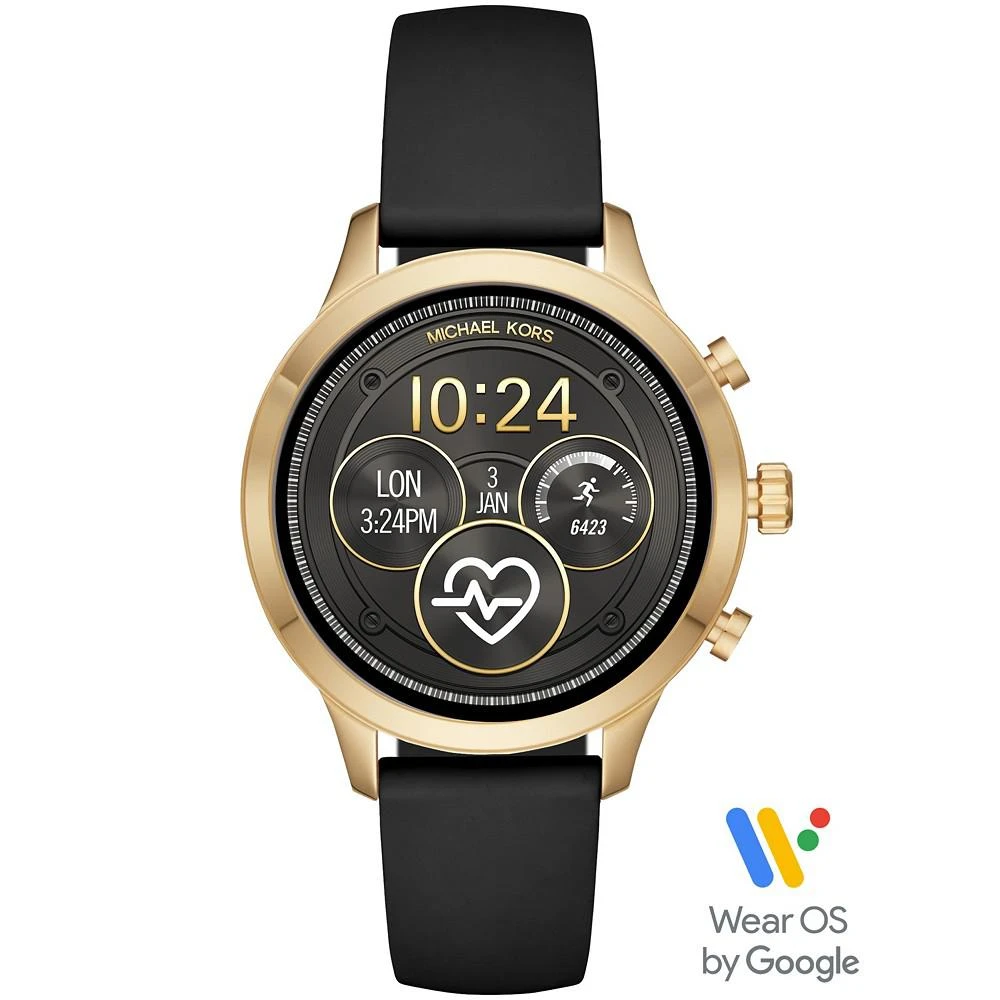 商品Michael Kors|Access Unisex Runway Black Silicone Strap Touchscreen Smart Watch 41mm, Powered by Wear OS by Google™,价格¥1126,第1张图片