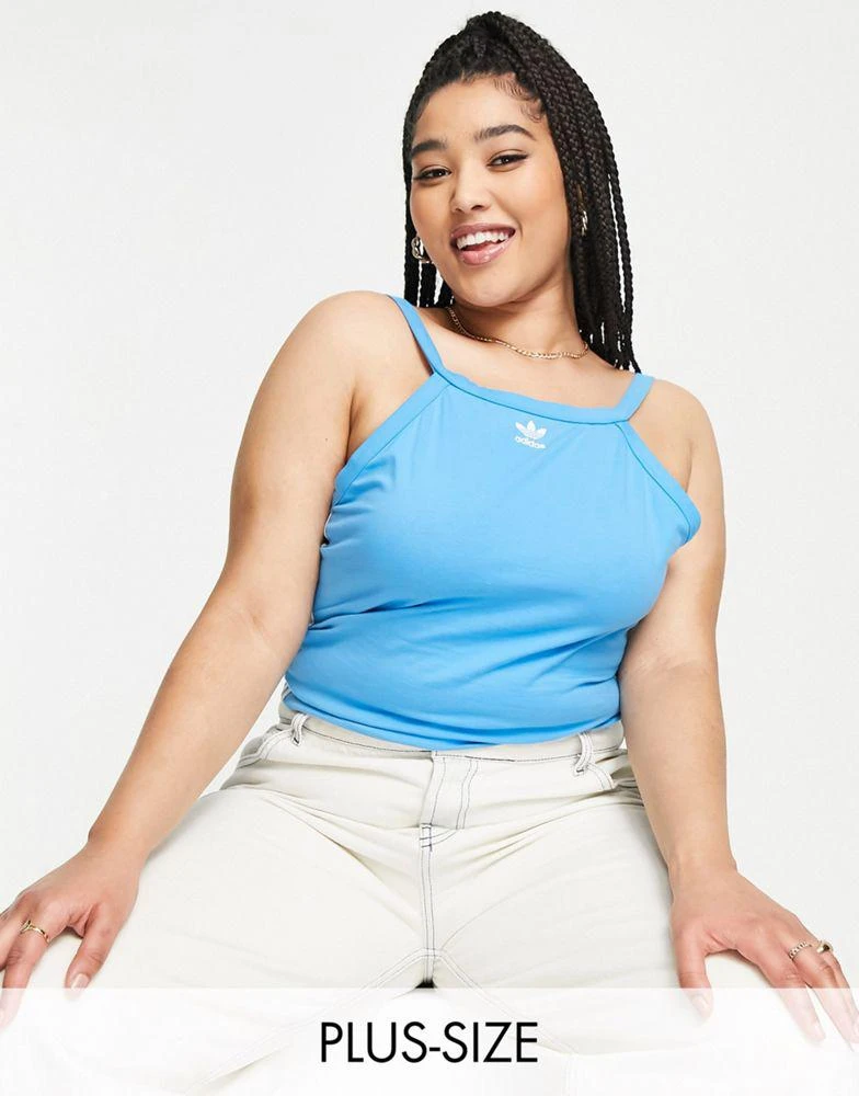商品Adidas|adidas Originals Plus adicolour 3 stripe tank top in sky blue,价格¥110,第1张图片