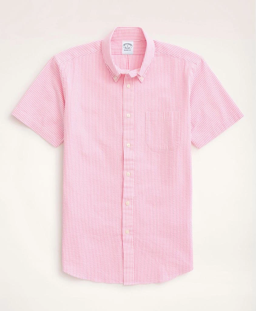 商品Brooks Brothers|Regent Regular-Fit Sport Shirt, Short-Sleeve Seersucker Stripe,价格¥414,第1张图片