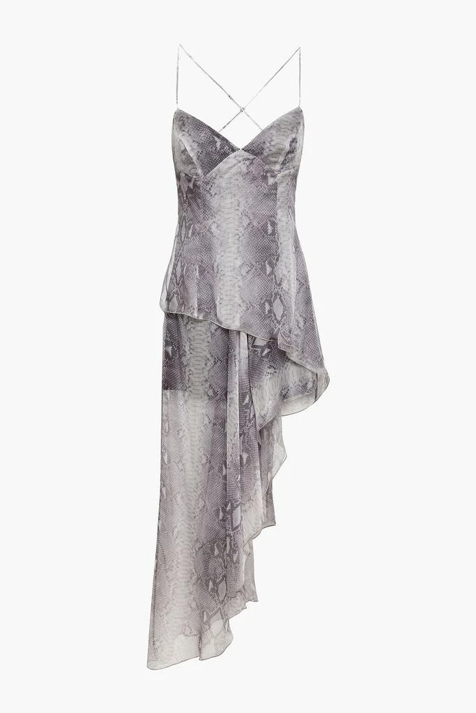 商品AMIRI|Asymmetric snake-print silk-chiffon mini dress,价格¥2385,第3张图片详细描述