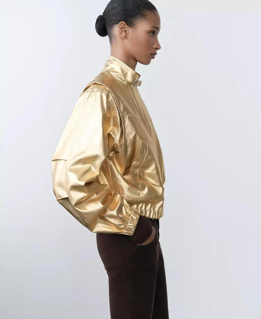 商品Mango|Women's Metallic Denim Bomber Jacket,价格¥463,第4张图片详细描述