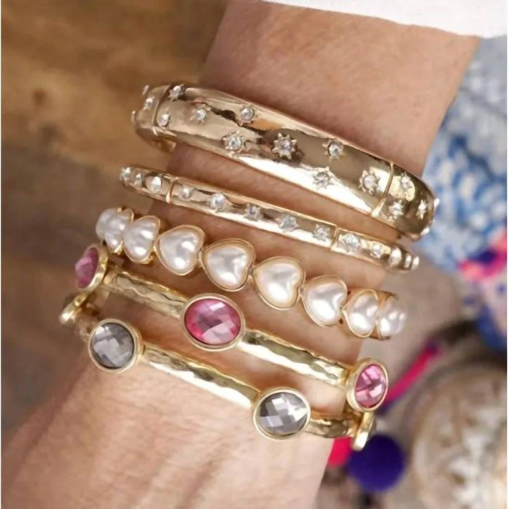 商品PennyLine Inc|Pennyline Inc - Women's Pearl Hearts Stretchy Bangle,价格¥303,第2张图片详细描述