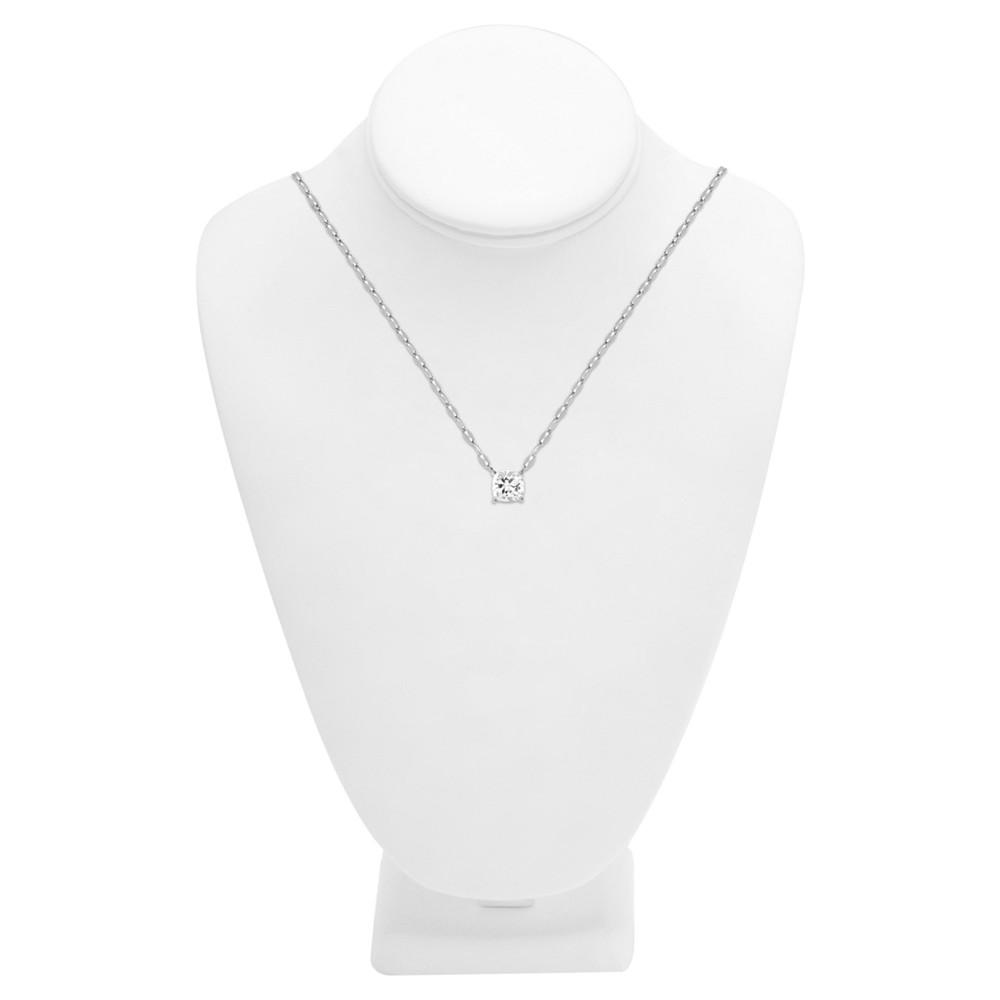 Cubic Zirconia Solitaire Pendant Necklace, 16" + 2" extender in Silver or Gold Plate商品第3张图片规格展示