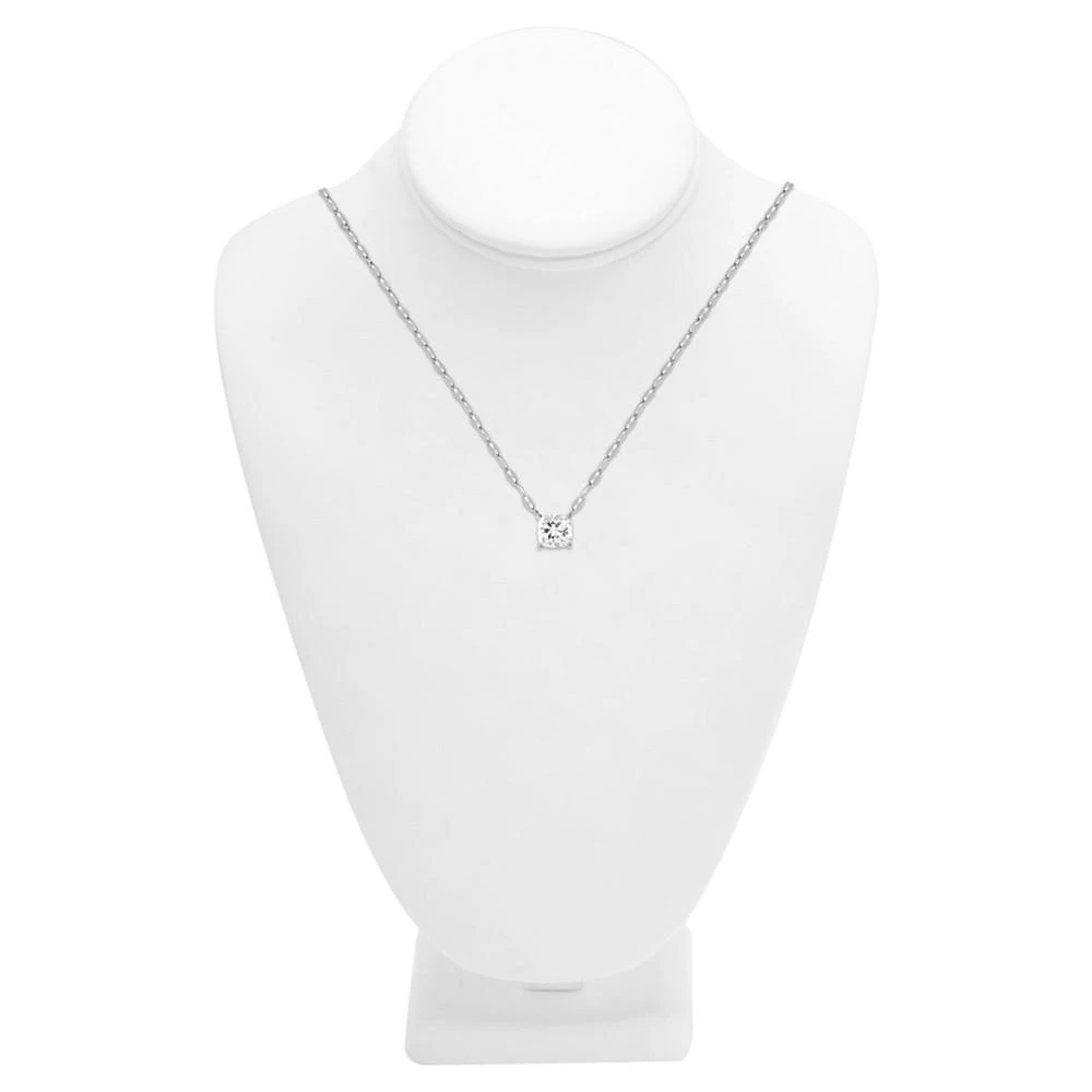 商品Essentials|Cubic Zirconia Solitaire Pendant Necklace, 16" + 2" extender in Silver or Gold Plate,价格¥121,第3张图片详细描述