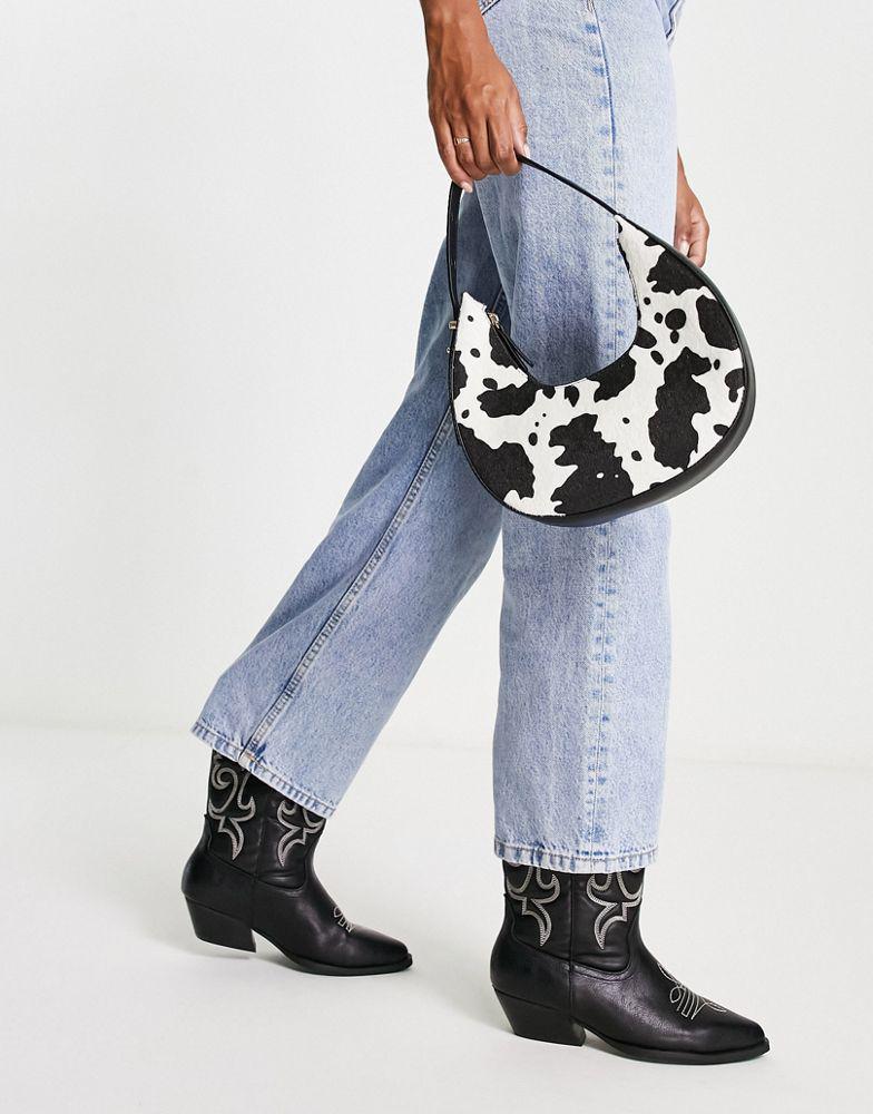 ASOS DESIGN curve shoulder bag in faux cow print pony商品第4张图片规格展示