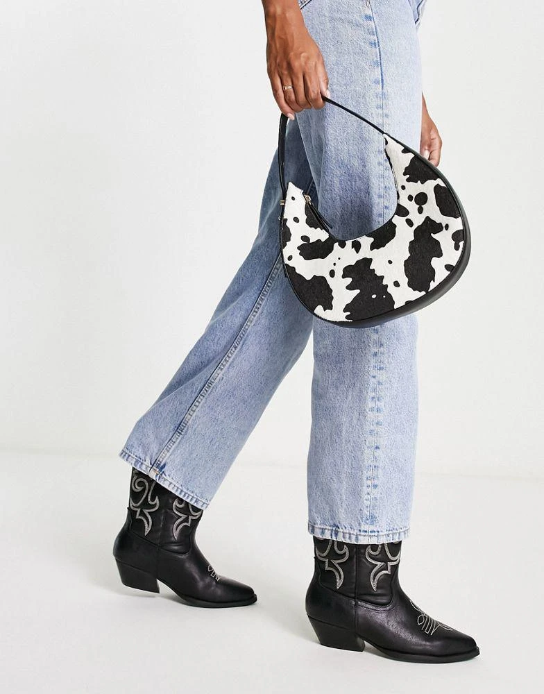 商品ASOS|ASOS DESIGN curve shoulder bag in faux cow print pony,价格¥198,第4张图片详细描述