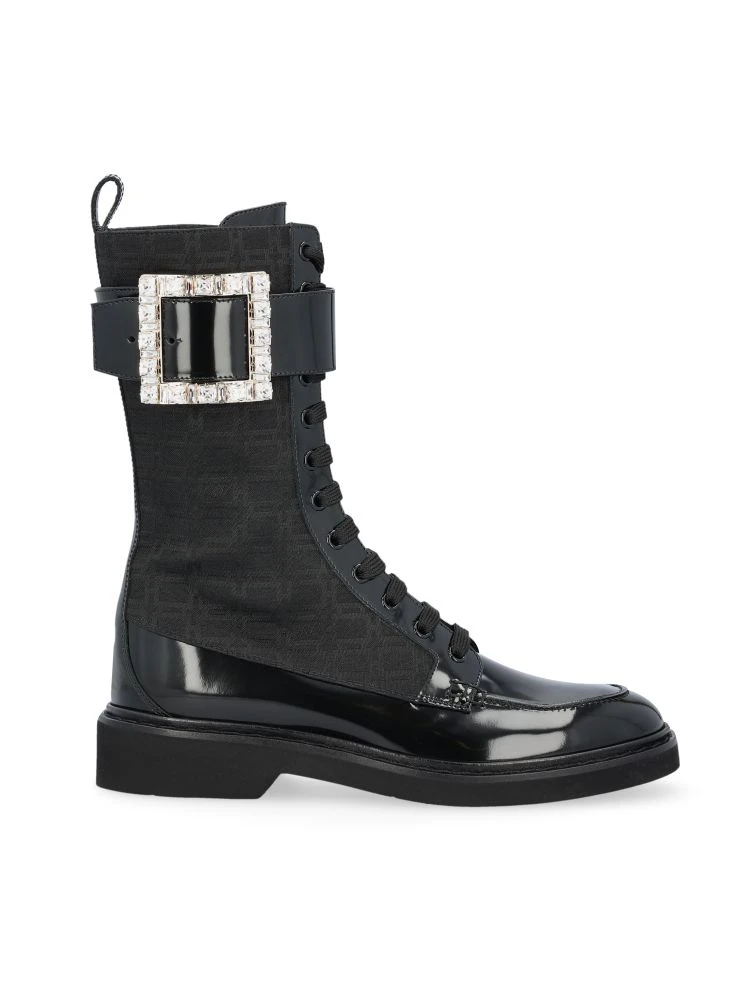 商品[国内直发] Roger Vivier|ROGER VIVIER 女士黑色印花织物拼皮革饰有水晶扣踝靴 RVW54832040-R9Z-B999,价格¥13576,第1张图片