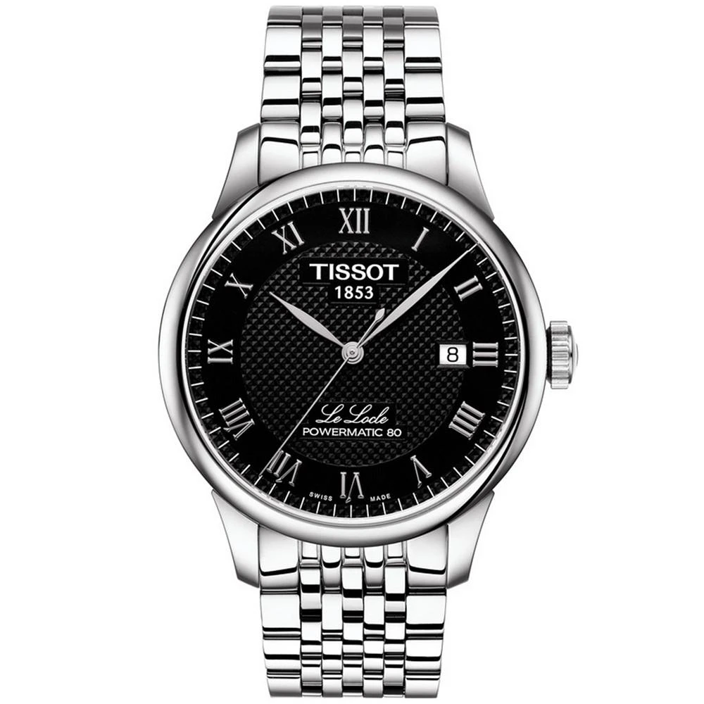 商品Tissot|Men's Swiss T-Classic Le Locle Powermatic 80 Gray Stainless Steel Bracelet Watch 39.3mm,价格¥5065,第1张图片