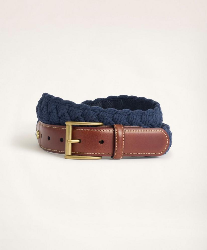 Braided Cotton Leather Tab Belt商品第1张图片规格展示