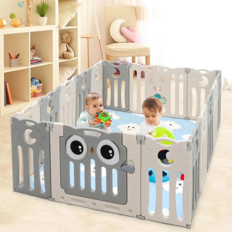 商品Hivvago|16-Panel Baby Activity Center Play Yard with Lock Door -Beige,价格¥1801,第2张图片详细描述