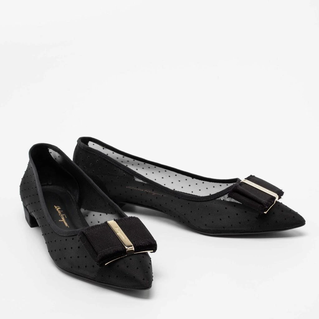 商品[二手商品] Salvatore Ferragamo|Salvatore Ferragamo Black Mesh Zeri Ballet Flats Size 38.5,价格¥2669,第4张图片详细描述