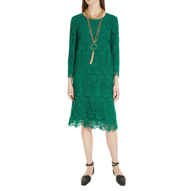 商品Max Mara|【预售3-7天】麦丝玛拉 22年早春新款 BELINDA系列 女士绿色棉质混纺花边蕾丝迷你连衣裙6221142406003,价格¥68370,第4张图片详细描述