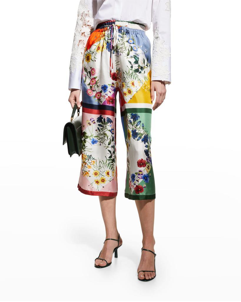 商品Oscar de la Renta|Geometric Floral Silk Twill Crop Pants,价格¥12687,第1张图片