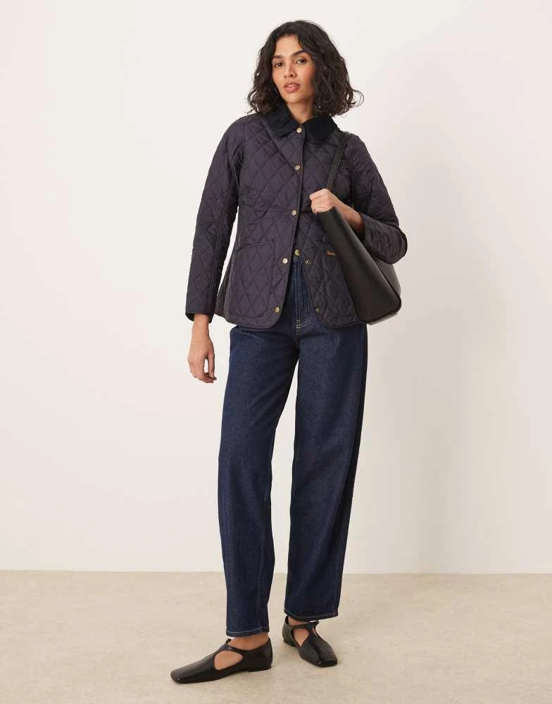 商品Barbour|Barbour Annandale diamond quilt jacket with cord collar in navy,价格¥1021,第2张图片详细描述