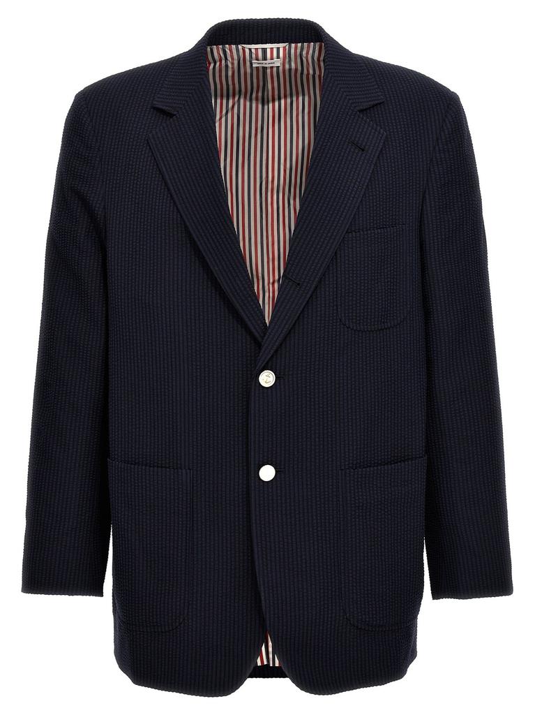 Thom Browne Single Breasted Seersucker Blazer – On Sale Now Thom Browne Single Breasted Seersucker Blazer – On Sale Now