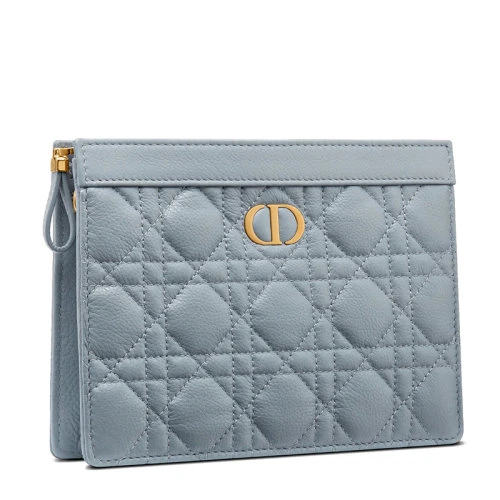 商品Dior|【包税】DIOR/迪奥 DIOR CARO系列 女士云蓝色藤格纹小牛皮金扣配可拆卸金链拉链开合单肩斜挎手拿链条包S5106UWHC_M81B,价格¥13685,第1张图片