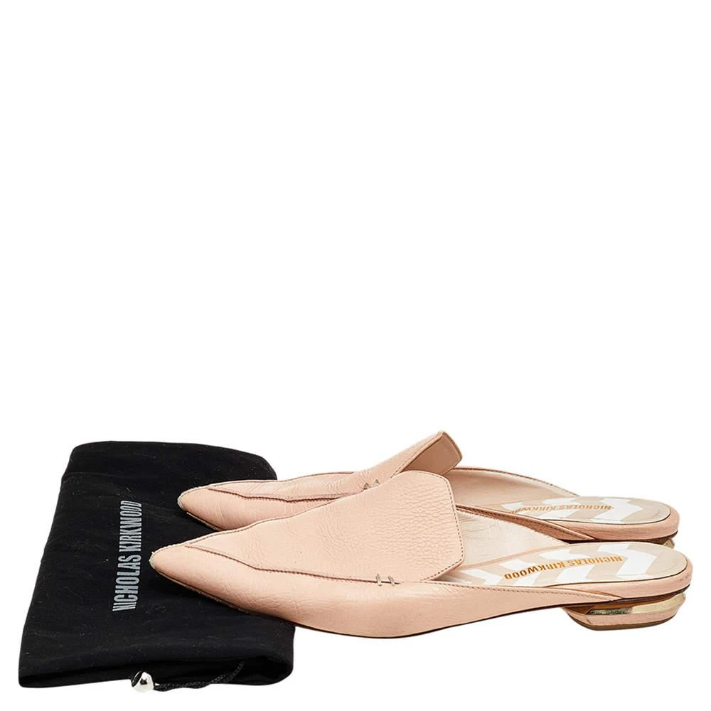 Nicholas Kirkwood Cream Leather Pointed Toe Beya Flat Mule Sandals Size 39.5 商品
