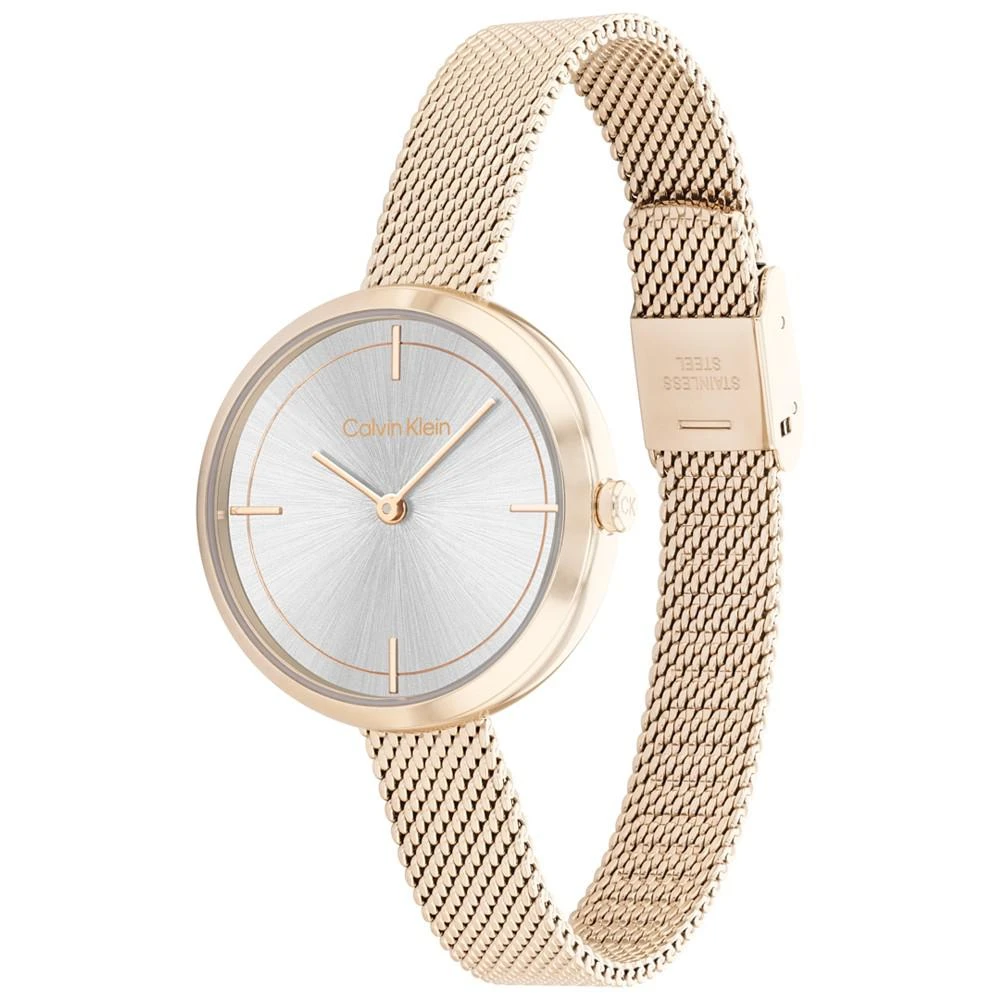 商品Calvin Klein|Women's Carnation Gold-Tone Stainless Steel Mesh Bracelet Watch 30mm,价格¥1201,第2张图片详细描述
