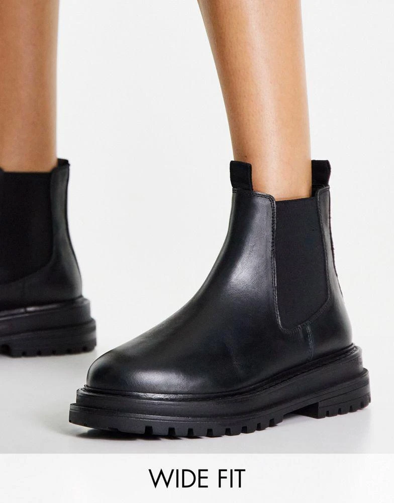 商品ASOS|ASOS DESIGN Wide Fit Appreciate leather chelsea boots in black,价格¥339,第1张图片