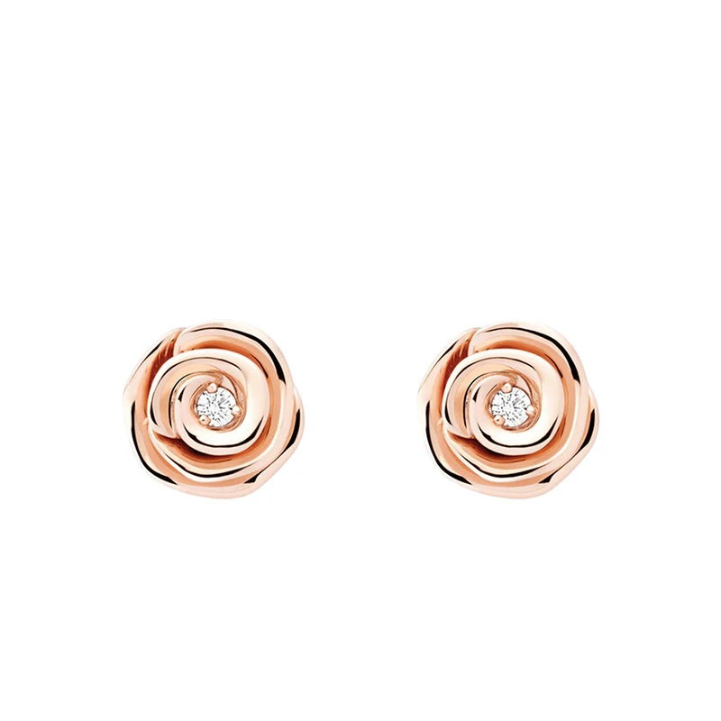 商品Dior|【预售3-7天】迪奥 ROSE COUTURE系列 小号18k金玫瑰金镶嵌钻石耳环JRCO95002_0000,价格¥30895,第1张图片