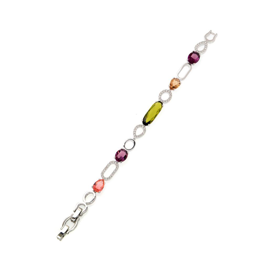 Swarovski Cynthia Rhodium Plated Light Multi Colored Crystal Bracelet 5114973商品第1张图片规格展示