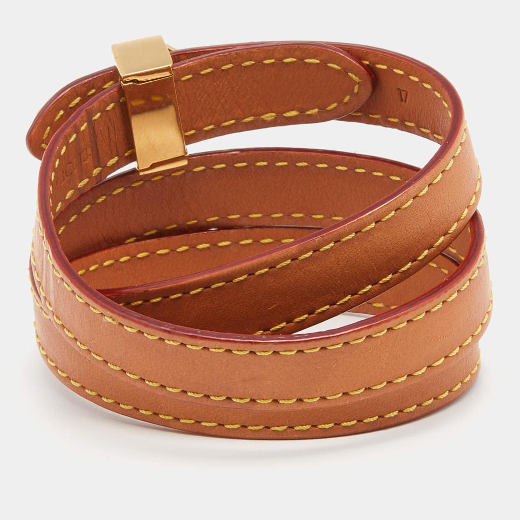 Louis Vuitton Tan Brown Leather Box It Triple Tour Bracelet 17商品第3张图片规格展示