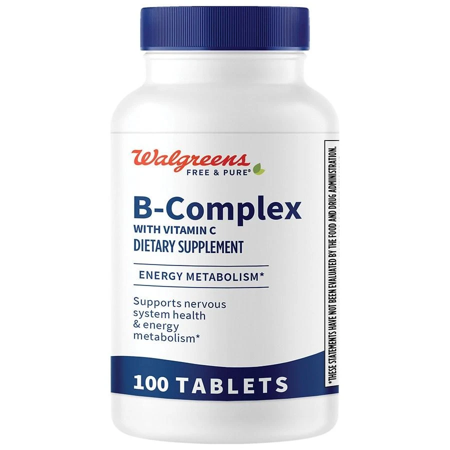 商品Walgreens Free & Pure|B-Complex with Vitamin C Tablets (100 days),价格¥90,第1张图片