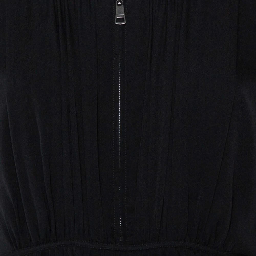 商品[二手商品] Burberry|Burberry Black Silk Gathered Detail Zip Front Top M,价格¥1045,第4张图片详细描述