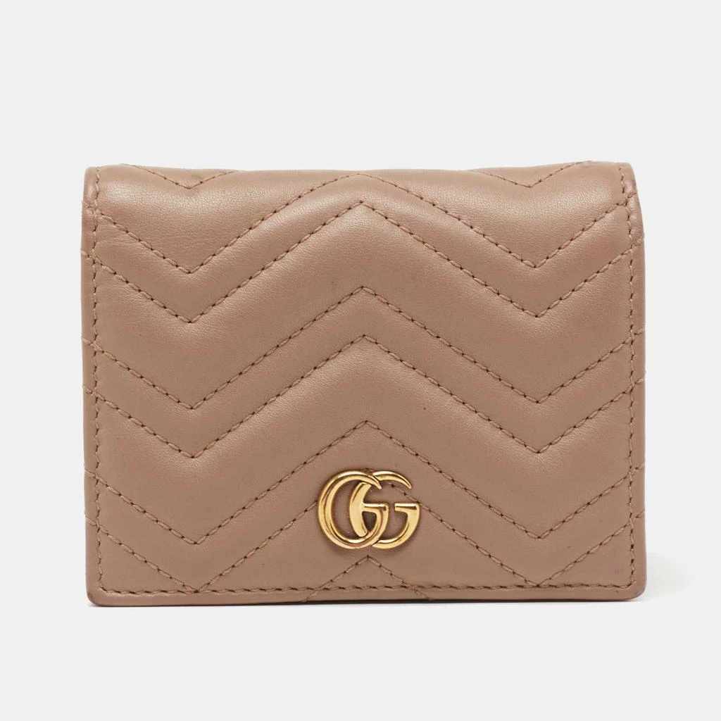 商品[二手商品] Gucci|Gucci Dusky Pink Matelassé Leather GG Marmont Card Case,价格¥1511,第1张图片