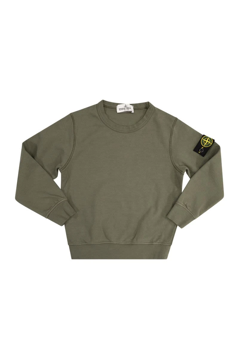 商品Stone Island|Crewneck sweatshirt with Stone Island badge on arm AB022455 V0058,价格¥760,第1张图片