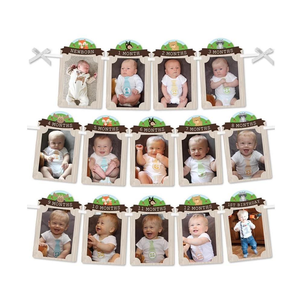 商品Big Dot of Happiness|1st Birthday Woodland Creatures - DIY Party Decor - Picture Display Photo Banner,价格¥119,第1张图片