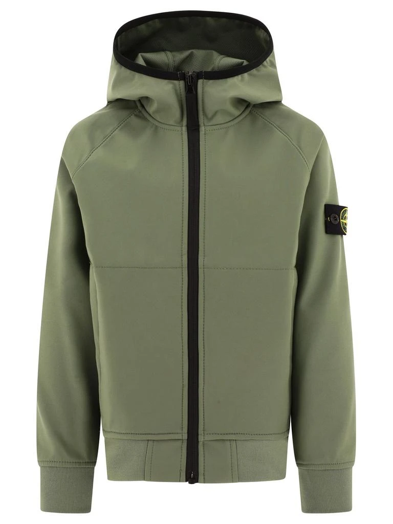 商品Stone Island Junior|Stone Island Junior Zipped Logo Patch Hooded Jacket,价格¥2577,第1张图片