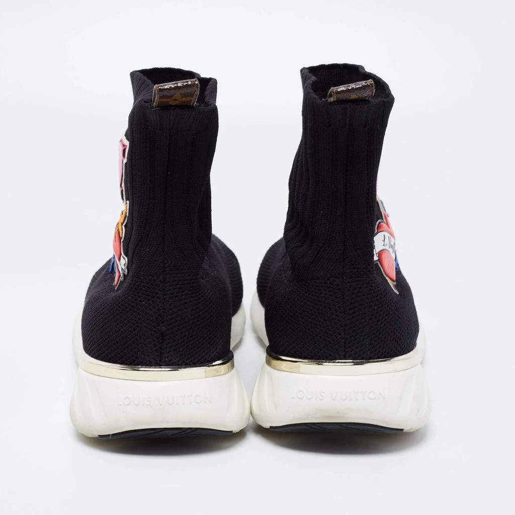 商品[二手商品] Louis Vuitton|Louis Vuitton Black Knitted Fabric Black Heart High Top Sneakers Size 41,价格¥2496,第5张图片详细描述