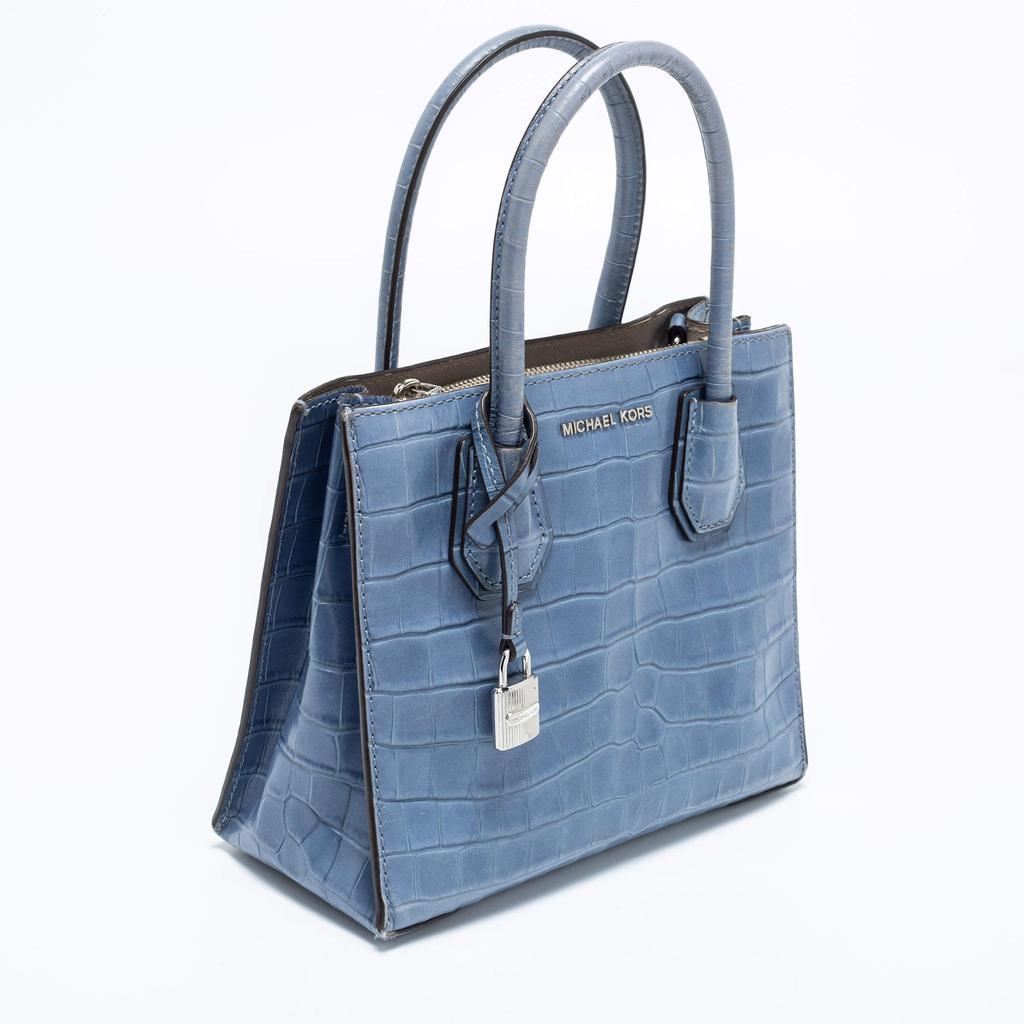 商品[二手商品] Michael Kors|Michael Kors Blue Croc Embossed Leather Mini Mercer Tote,价格¥1078,第5张图片详细描述