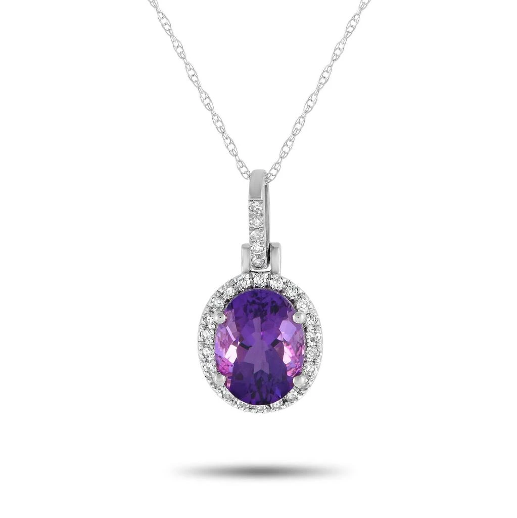 商品LB Exclusive|14K White Gold 0.13ct Diamond and Amethyst Pendant Necklace PD4-15500WAM,价格¥3025,第1张图片