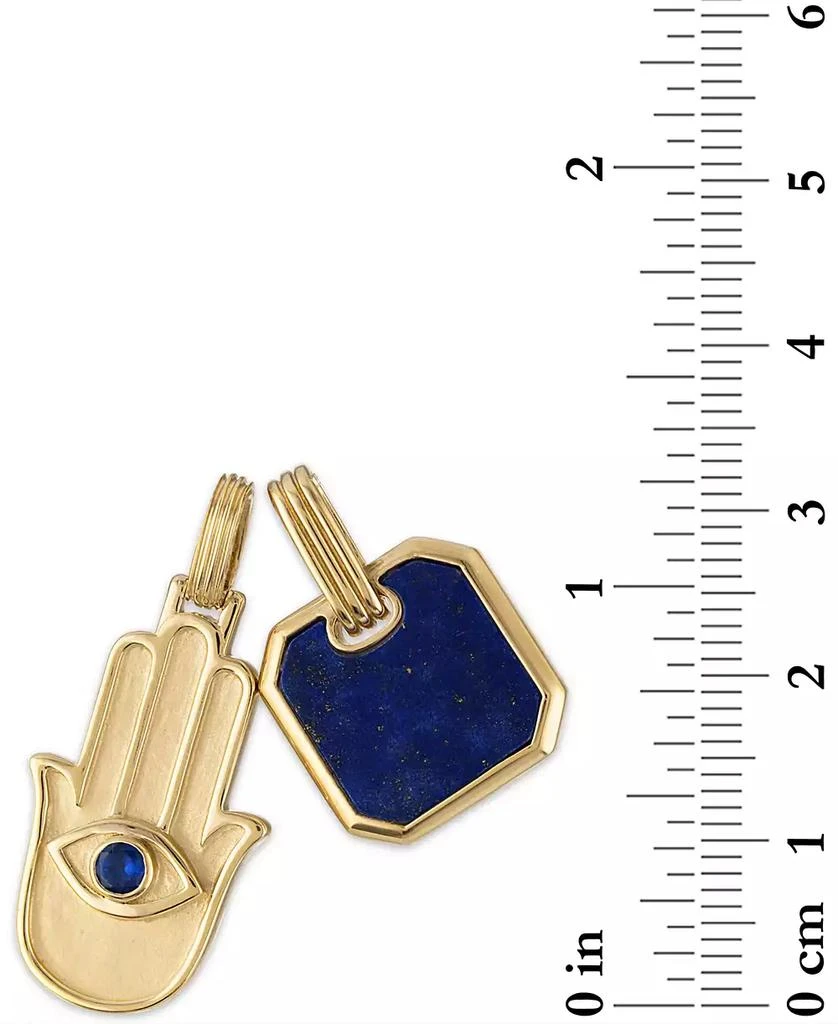 商品Esquire Men's Jewelry|2-Pc. Set Lapis Lazuli & Cubic Zirconia Dog Tag & Hamsa Hand Amulet Pendants in 14k Gold-Plated Sterling Silver, Created for Macy's,价格¥964,第3张图片详细描述