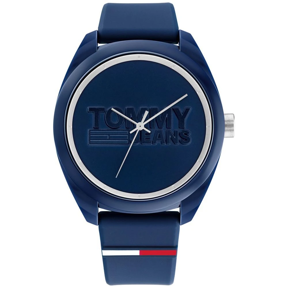 商品Tommy Hilfiger|Tommy Hilfiger Men's Blue Silicone Strap Watch 44mm,价格¥605,第1张图片