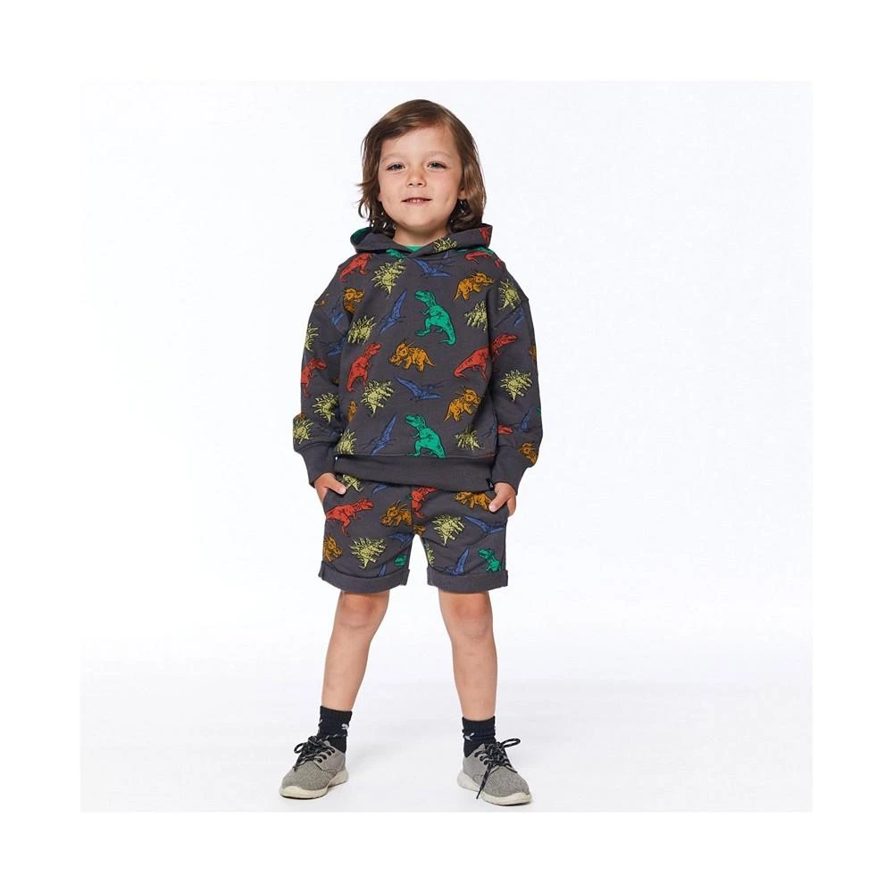 商品Deux par Deux|Boy Printed French Terry Top With Hood Charcoal Grey Multicolor Dinosaurs - Toddler|Child,价格¥183,第3张图片详细描述