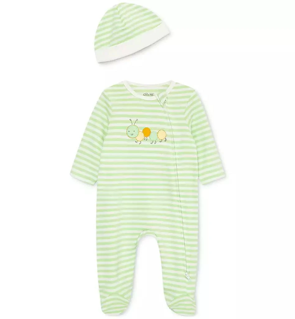 商品Little Me|Baby Boys or Baby Girls Caterpillar Coverall and Hat, 2 Piece Set,价格¥98,第1张图片