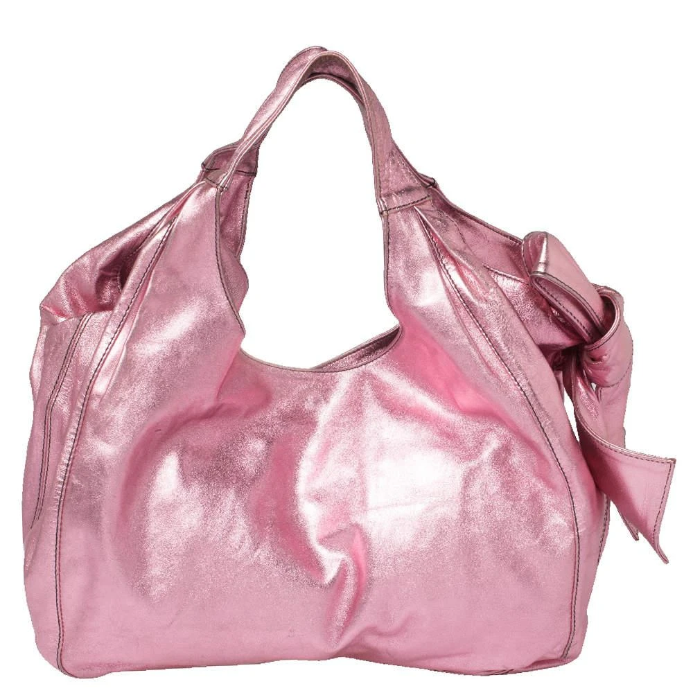 商品[二手商品] Valentino|Valentino Metallic Pink Leather Nuage Bow Tote,价格¥1372,第4张图片详细描述