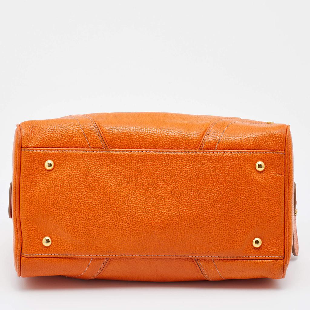 MCM Orange Grained Leather Boston Bag商品第6张图片规格展示