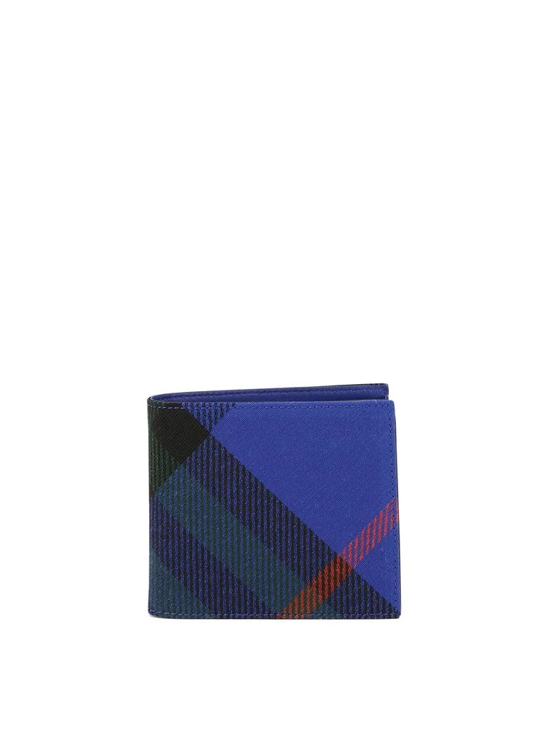 商品Burberry|Check Bifold Wallet Wallets & Card Holders Blue,价格¥2420,第1张图片