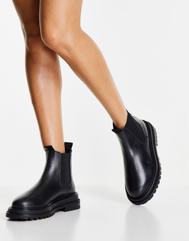 ASOS DESIGN Wide Fit Appreciate leather chelsea boots in black商品第4张图片规格展示