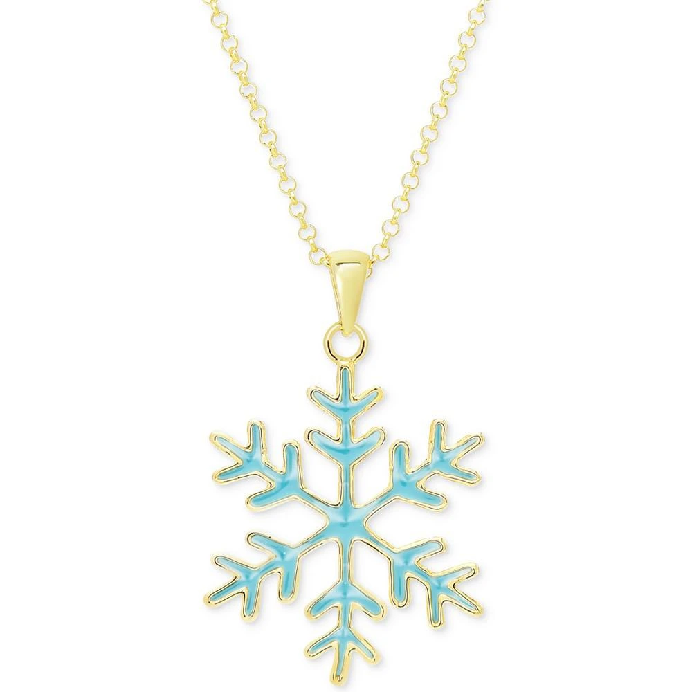 商品Macy's|Blue Enamel Snowflake Pendant Necklace in 18k Gold over Sterling Silver,价格¥188,第1张图片