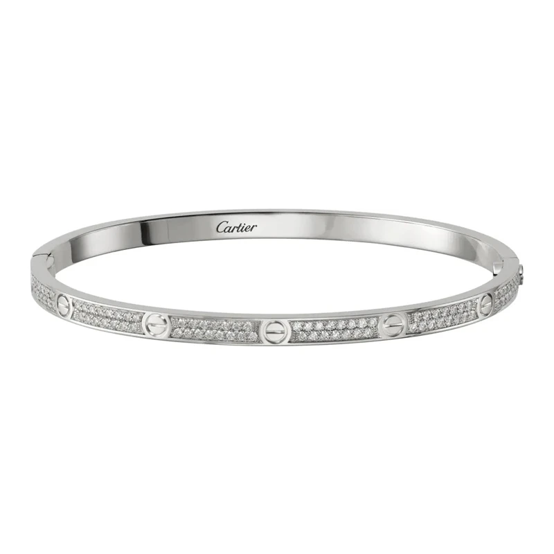 商品[国内直发] Cartier|CARTIER卡地亚 LOVE系列小号款满天星 满钻窄版 18k白金 手镯 男女同款情侣款 白金色,价格¥189709,第9张图片详细描述