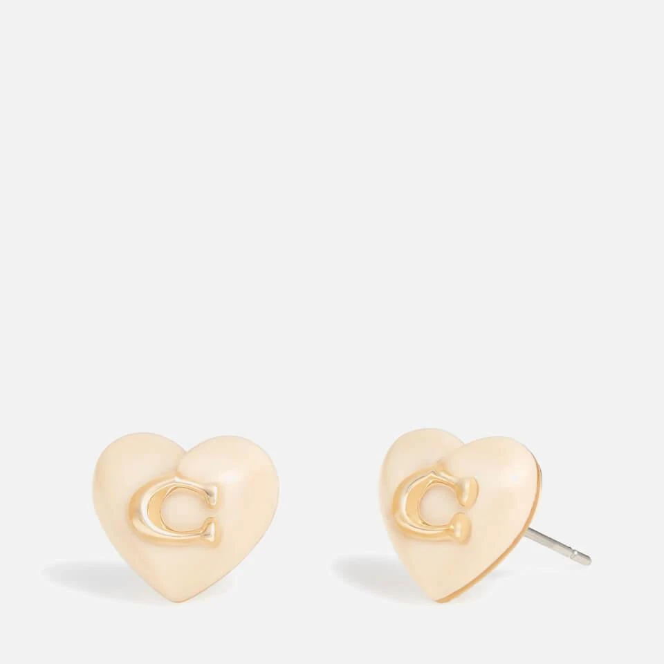 商品Coach|Coach Heart Resin Gold-Tone Stud Earrings,价格¥289,第1张图片