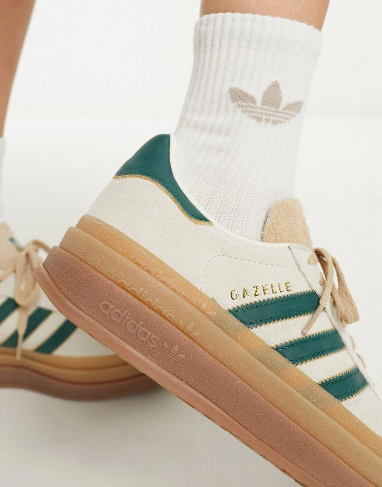 商品Adidas|adidas Originals Gazelle Bold platform trainers in cream/green with gum sole,价格¥853,第2张图片详细描述