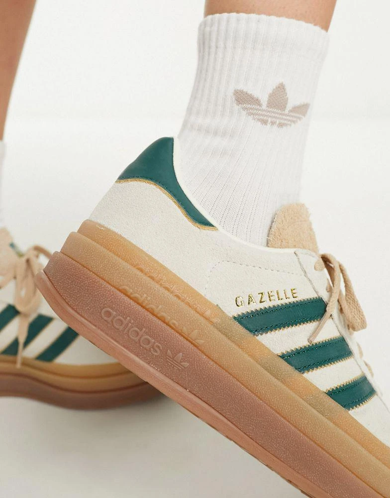 商品Adidas|adidas Originals Gazelle Bold platform trainers in cream and green with gum sole,价格¥905,第2张图片详细描述