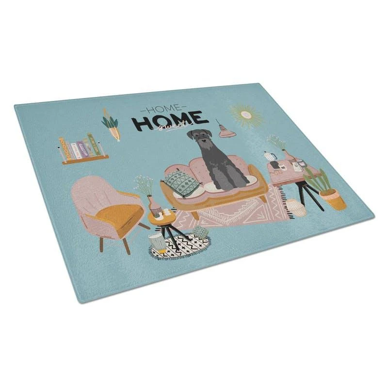 商品Caroline's Treasures|CK7877LCB Black Standard Schnauzer Sweet Home Glass Cutting Board Large,价格¥273,第1张图片