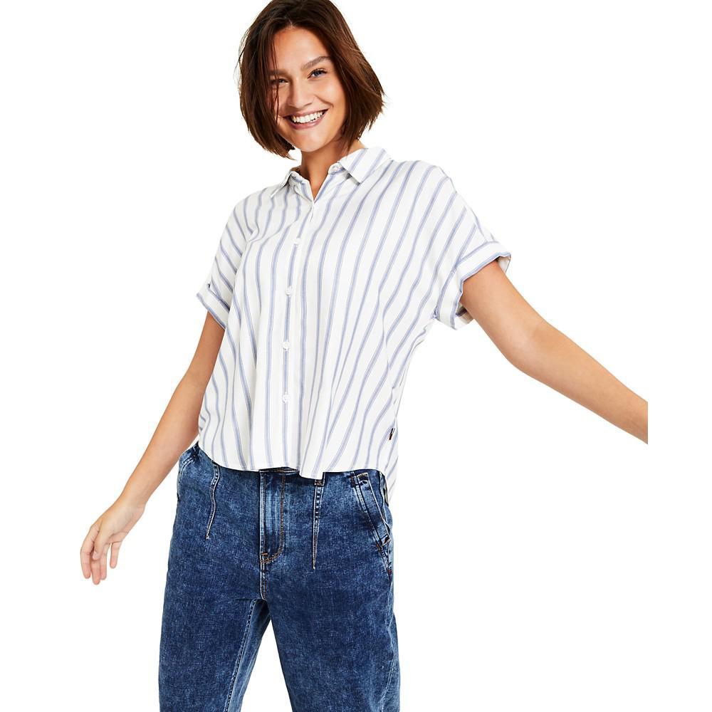 商品Tommy Jeans|Women's Striped Button-Front Top,价格¥257,第1张图片